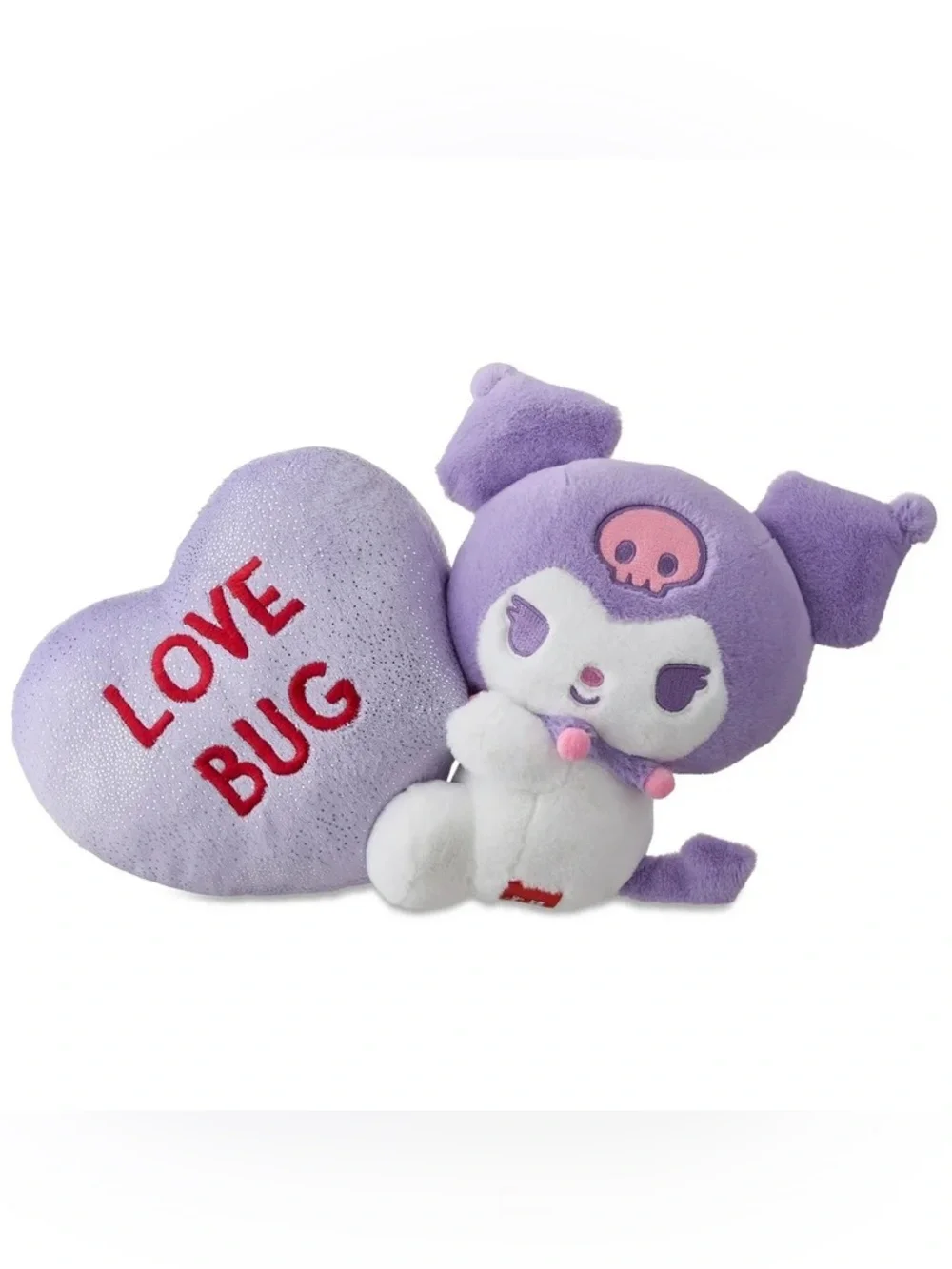 Sanrio Kuromi Plush with Lavender Heart Pillow - Purple, White, Red